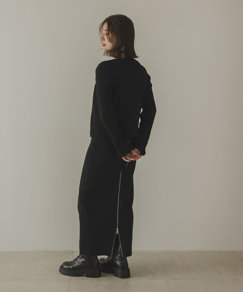 rectangle（レクタングル）の「スポンジニットジップナロースカート（スカート・レディース・アイボリー/ブラック・FREE）」の15枚目の写真