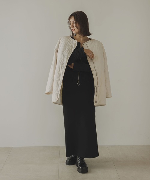 rectangle（レクタングル）の「スポンジニットジップナロースカート（スカート・レディース・アイボリー/ブラック・FREE）」の17枚目の写真