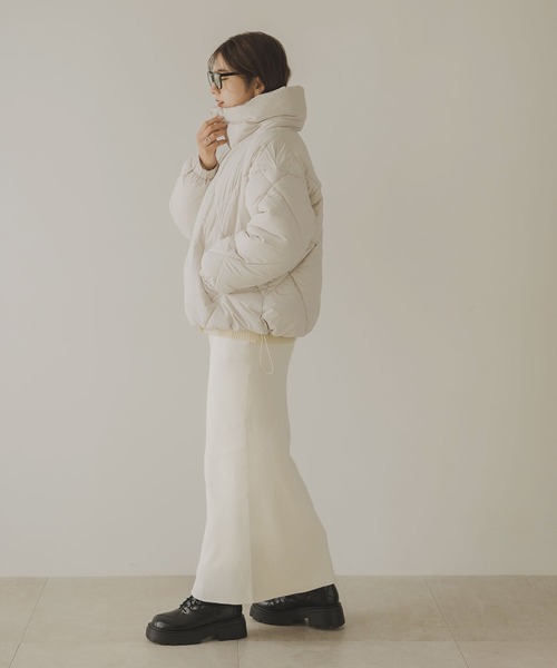 rectangle（レクタングル）の「スポンジニットジップナロースカート（スカート・レディース・アイボリー/ブラック・FREE）」の12枚目の写真