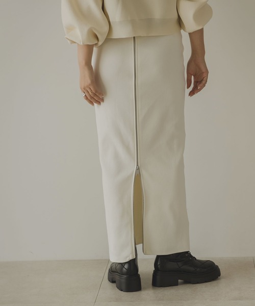 rectangle（レクタングル）の「スポンジニットジップナロースカート（スカート・レディース・アイボリー/ブラック・FREE）」の10枚目の写真