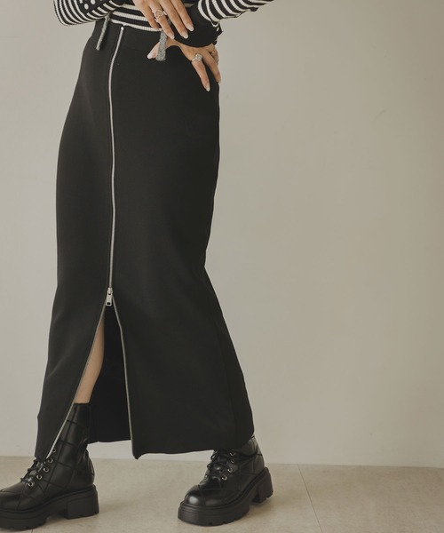 rectangle（レクタングル）の「スポンジニットジップナロースカート（スカート・レディース・アイボリー/ブラック・FREE）」の18枚目の写真