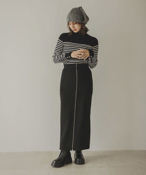 rectangle（レクタングル）の「スポンジニットジップナロースカート（スカート・レディース・アイボリー/ブラック・FREE）」の20枚目の写真