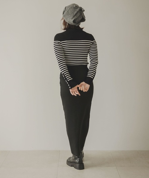 rectangle（レクタングル）の「スポンジニットジップナロースカート（スカート・レディース・アイボリー/ブラック・FREE）」の21枚目の写真