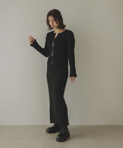 rectangle（レクタングル）の「スポンジニットジップナロースカート（スカート・レディース・アイボリー/ブラック・FREE）」の22枚目の写真