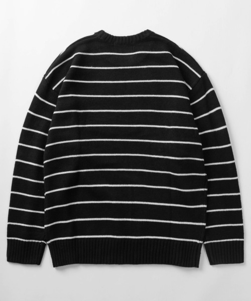 BEVERLY HILLS POLO CLUB（ビバリーヒルズポロクラブ）の「【BEVERLY HILLS POLO CLUB/ビバリーヒルズポロクラブ】ワンポイントロゴ刺繍 ローゲージ クルーネック 長袖ニット/ ビッグシルエット（ニット/セーター・レディース・ブラック系その他/ネイビー×ホワイト/グレー/ブラック/ベージュ/アイボリー/ネイビー・M/L/XL）」の9枚目の写真