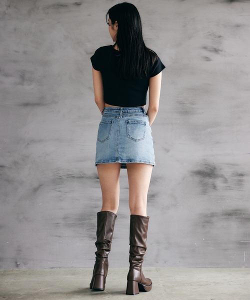 ENVYM(アンビー)の「ストレッチデニムスカート(デニムスカート・レディース・ブラック/ブルー・SMALL/MEDIUM)」の5枚目の写真