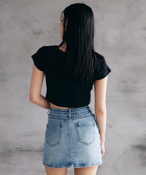 ENVYM(アンビー)の「ストレッチデニムスカート(デニムスカート・レディース・ブラック/ブルー・SMALL/MEDIUM)」の6枚目の写真