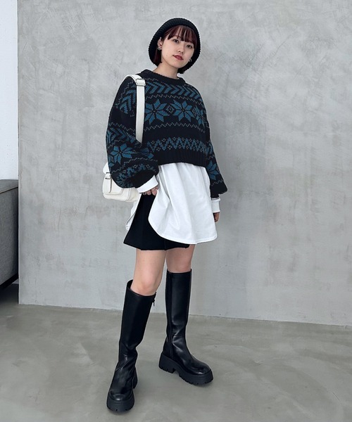 PAGEBOY（ページボーイ）の「ノルディックショートプルオーバー（ニット/セーター・レディース・ホワイト/ブラック・FREE）」の20枚目の写真