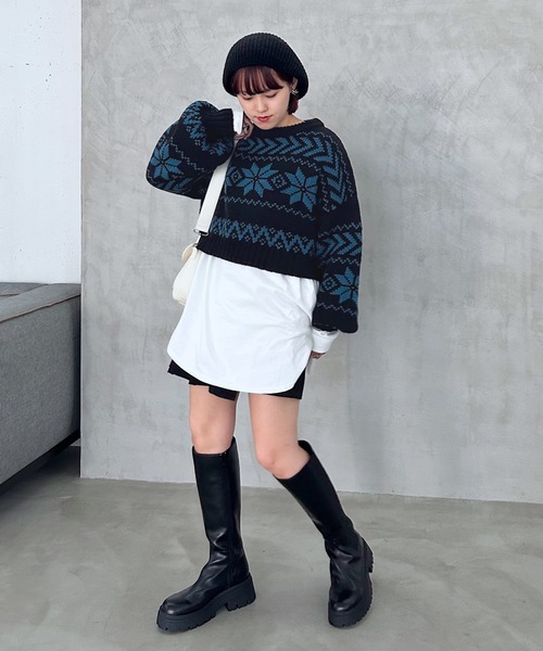 PAGEBOY（ページボーイ）の「ノルディックショートプルオーバー（ニット/セーター・レディース・ホワイト/ブラック・FREE）」の21枚目の写真