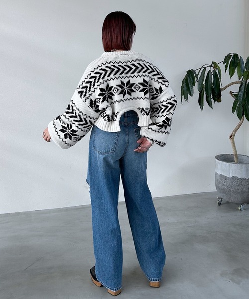 PAGEBOY（ページボーイ）の「ノルディックショートプルオーバー（ニット/セーター・レディース・ホワイト/ブラック・FREE）」の8枚目の写真