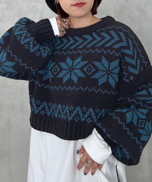 PAGEBOY（ページボーイ）の「ノルディックショートプルオーバー（ニット/セーター・レディース・ホワイト/ブラック・FREE）」の18枚目の写真