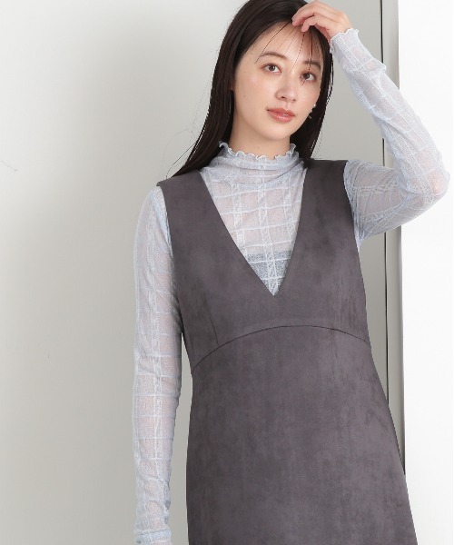 N.（N. Natural Beauty Basic）（エヌエヌナチュラルビューティーベーシック）の「◆チェックハイネックシアーインナーカットソー（Tシャツ/カットソー・レディース・オフホワイト/ブルー・MEDIUM）」の10枚目の写真