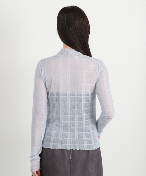 N.（N. Natural Beauty Basic）（エヌエヌナチュラルビューティーベーシック）の「◆チェックハイネックシアーインナーカットソー（Tシャツ/カットソー・レディース・オフホワイト/ブルー・MEDIUM）」の17枚目の写真