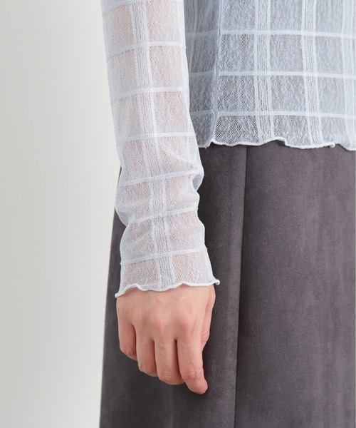 N.（N. Natural Beauty Basic）（エヌエヌナチュラルビューティーベーシック）の「◆チェックハイネックシアーインナーカットソー（Tシャツ/カットソー・レディース・オフホワイト/ブルー・MEDIUM）」の19枚目の写真