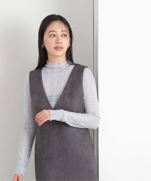 N.（N. Natural Beauty Basic）（エヌエヌナチュラルビューティーベーシック）の「◆チェックハイネックシアーインナーカットソー（Tシャツ/カットソー・レディース・オフホワイト/ブルー・MEDIUM）」の20枚目の写真