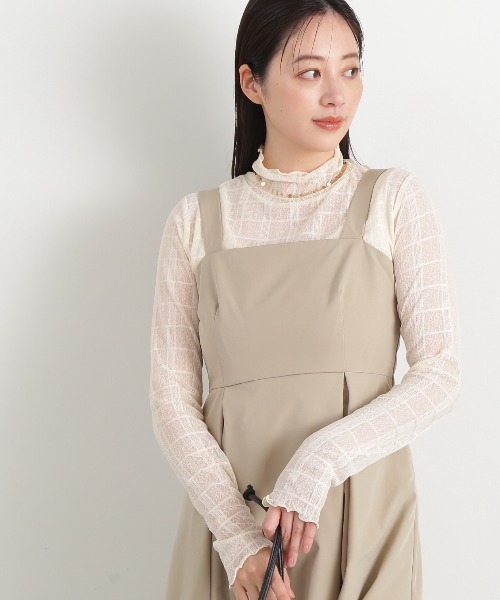 N.（N. Natural Beauty Basic）（エヌエヌナチュラルビューティーベーシック）の「◆チェックハイネックシアーインナーカットソー（Tシャツ/カットソー・レディース・オフホワイト/ブルー・MEDIUM）」の3枚目の写真