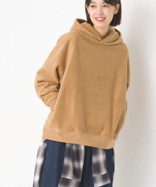 OMNES(オムネス)の「ふわふわフリースパーカー長袖(パーカー・レディース・パープル/チャコール/アイボリー/キャメル・FREE)」の4枚目の写真