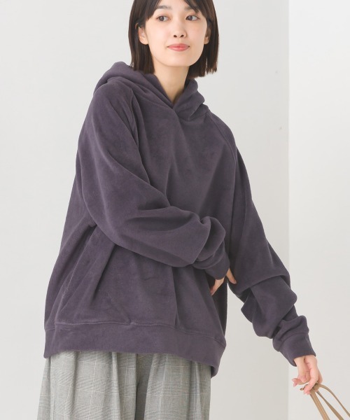 OMNES(オムネス)の「ふわふわフリースパーカー長袖(パーカー・レディース・パープル/チャコール/アイボリー/キャメル・FREE)」の1枚目の写真