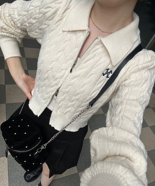 one after another NICE CLAUP（ワンアフターアナザーナイスクラップ）の「newベロアキルティングバニティバッグ（ショルダーバッグ・レディース・ピンク/ミント/ブラック・FREE）」の4枚目の写真