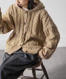 ニットフーディカーディガン