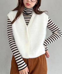 shaggy fur vest tops/シャギーファーベストトップス