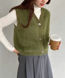 shaggy fur vest tops/シャギーファーベストトップス
