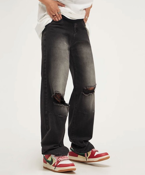 Theater code(シアターコード)の「▲vintage like flare damage denim pants/ヴィンテージライク フレア ダメージ デニムパンツ ワイドレッグ(デニムパンツ・メンズ・ブラック/ブルー・2/3)」の7枚目の写真