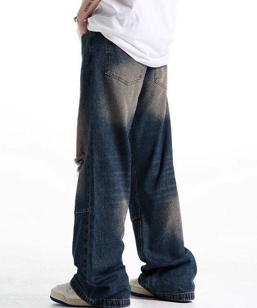 Theater code(シアターコード)の「▲vintage like flare damage denim pants/ヴィンテージライク フレア ダメージ デニムパンツ ワイドレッグ(デニムパンツ・メンズ・ブラック/ブルー・2/3)」の11枚目の写真