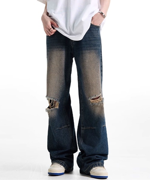 Theater code(シアターコード)の「▲vintage like flare damage denim pants/ヴィンテージライク フレア ダメージ デニムパンツ ワイドレッグ(デニムパンツ・メンズ・ブラック/ブルー・2/3)」の17枚目の写真