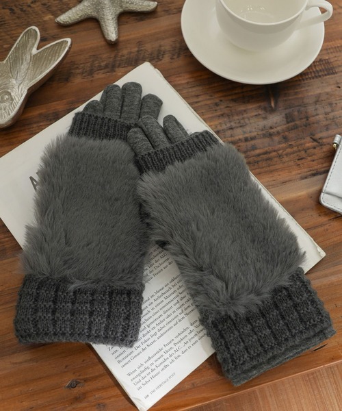 BAYFLOW(ベイフロー)の「3WAYファーグローブ(手袋・レディース・ベージュ/ブラック/チャコール・FREE)」の3枚目の写真