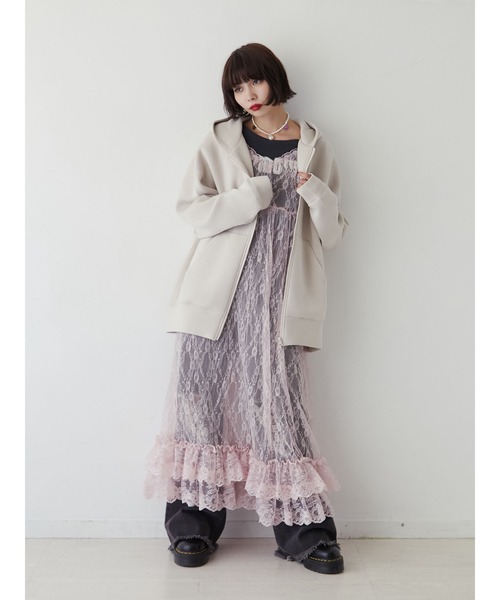 jouetie（ジュエティ）の「レースキャミワンピース（ワンピース・レディース・ブラック/オフホワイト/ピンク・MEDIUM）」の4枚目の写真