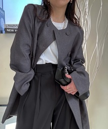 ULEULA | タートルニット付きノーカラーミディアムコート(ノーカラーコート)