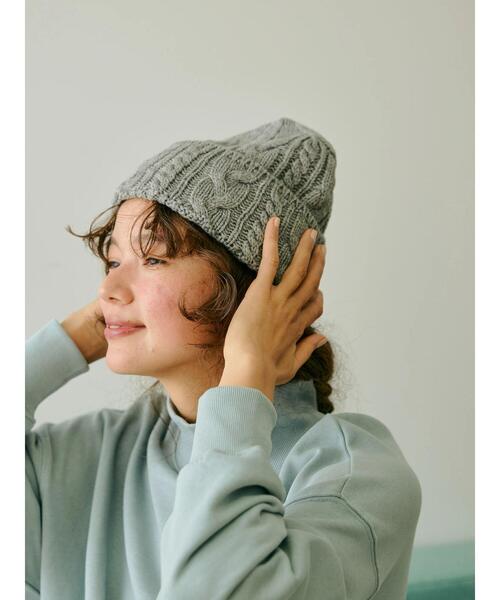 AMERICAN HOLIC（アメリカンホリック）の「ケーブルニットキャップ（ニットキャップ/ビーニー・レディース・ベージュ系その他2/杢グレー・FREE）」の3枚目の写真
