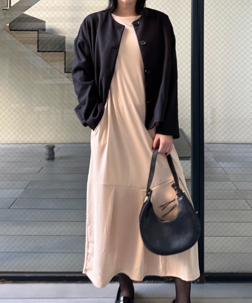 a lot of love（ア ロット オブ ラブ）の「ベルスリーブ フレアワンピース（ワンピース・レディース・ネイビー/ベージュ・FREE）」の13枚目の写真