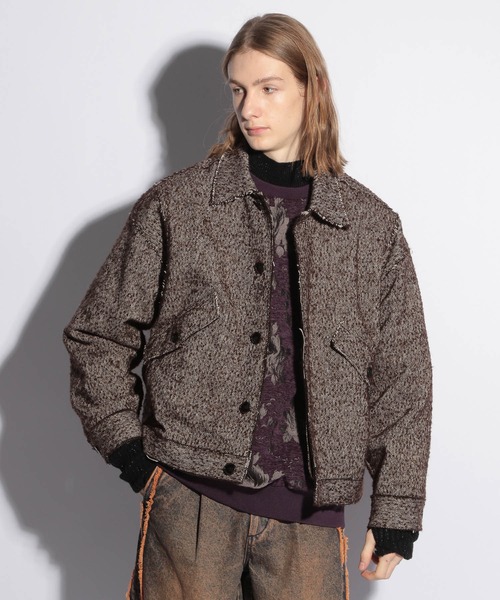 HARE（ハレ）の「カットオフツイードブルゾン(HARE)（ブルゾン・メンズ・ブラック/ブラウン・MEDIUM/SMALL）」の4枚目の写真