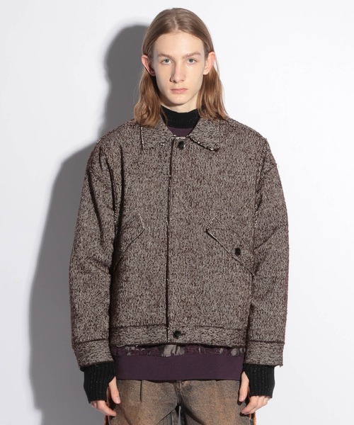 HARE（ハレ）の「カットオフツイードブルゾン(HARE)（ブルゾン・メンズ・ブラック/ブラウン・MEDIUM/SMALL）」の7枚目の写真