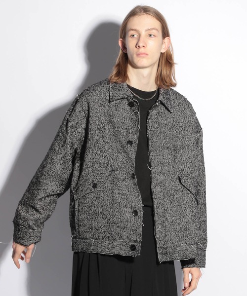 HARE（ハレ）の「カットオフツイードブルゾン(HARE)（ブルゾン・メンズ・ブラック/ブラウン・MEDIUM/SMALL）」の6枚目の写真