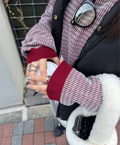 nemne store(ネンネストア)の「【低身長サイズあり】柄ジャガードショートニットトップス(ニット/セーター・レディース・ブラック/レッド/ブルー・SMALL/MEDIUM)」の12枚目の写真