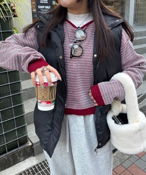nemne store(ネンネストア)の「【低身長サイズあり】柄ジャガードショートニットトップス(ニット/セーター・レディース・ブラック/レッド/ブルー・SMALL/MEDIUM)」の14枚目の写真