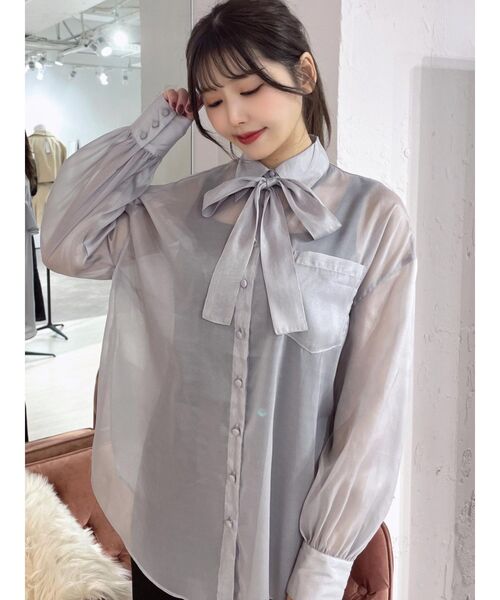 EATME（イートミー）の「フリルオーバーシャツ（シャツ/ブラウス・レディース・ブラック/グレー/イエロー・FREE）」の3枚目の写真