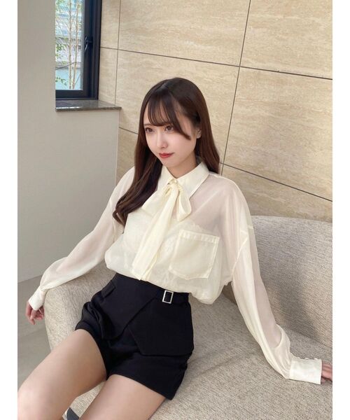 EATME（イートミー）の「フリルオーバーシャツ（シャツ/ブラウス・レディース・ブラック/グレー/イエロー・FREE）」の5枚目の写真