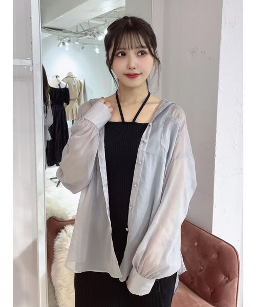 EATME（イートミー）の「フリルオーバーシャツ（シャツ/ブラウス・レディース・ブラック/グレー/イエロー・FREE）」の6枚目の写真