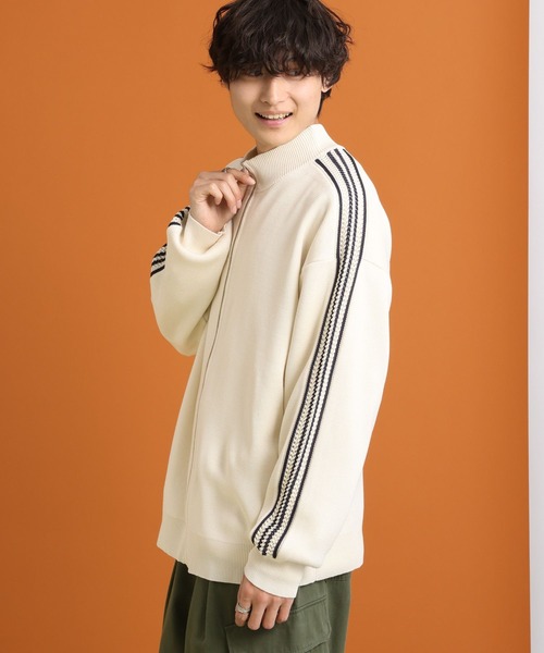 RAGEBLUE（レイジブルー）の「サイドライン/ハイネックドライバーズニット/トラックジャケット（カーディガン/ボレロ・メンズ・ホワイト/レッド/パープル/ブラック・MEDIUM/LARGE）」の8枚目の写真