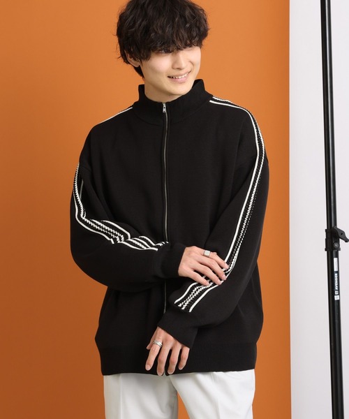 RAGEBLUE（レイジブルー）の「サイドライン/ハイネックドライバーズニット/トラックジャケット（カーディガン/ボレロ・メンズ・ホワイト/レッド/パープル/ブラック・MEDIUM/LARGE）」の11枚目の写真