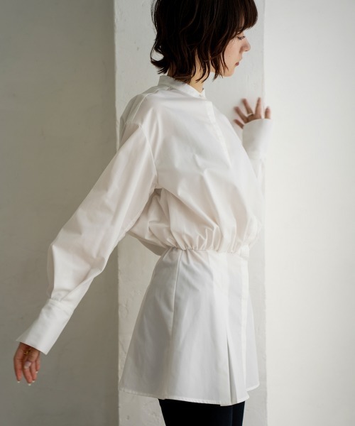 CIEL'AIR(シエルエアー)の「Peplum Long Sleeve Blouse(シャツ/ブラウス・レディース・グレー/ホワイト・FREE)」の5枚目の写真