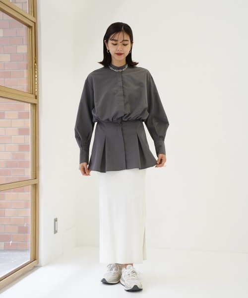 CIEL'AIR(シエルエアー)の「Peplum Long Sleeve Blouse(シャツ/ブラウス・レディース・グレー/ホワイト・FREE)」の15枚目の写真