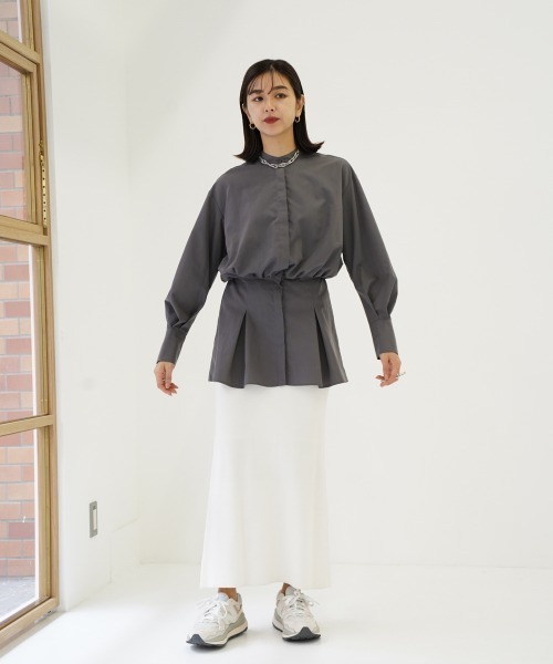 CIEL'AIR(シエルエアー)の「Peplum Long Sleeve Blouse(シャツ/ブラウス・レディース・グレー/ホワイト・FREE)」の16枚目の写真