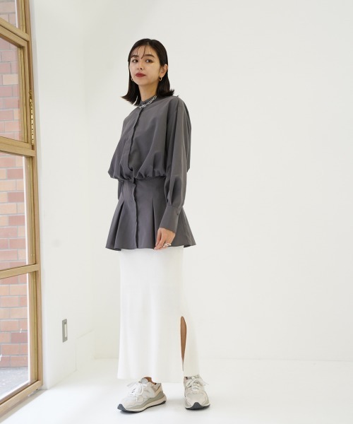 CIEL'AIR(シエルエアー)の「Peplum Long Sleeve Blouse(シャツ/ブラウス・レディース・グレー/ホワイト・FREE)」の17枚目の写真