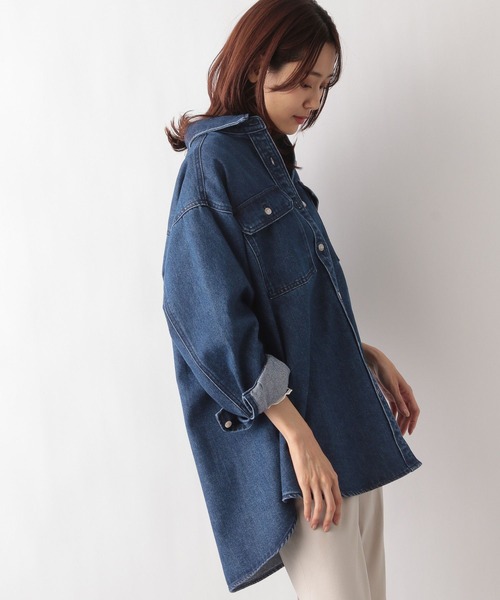 GLOBAL WORK(グローバルワーク)の「GOODデニムシャツ/987176(シャツ/ブラウス・レディース・ネイビー/ブルー/グレイッシュベージュ・FREE)」の11枚目の写真