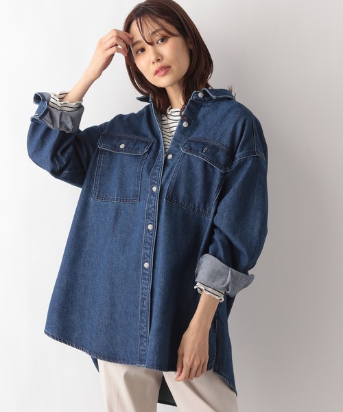 GLOBAL WORK(グローバルワーク)の「GOODデニムシャツ/987176(シャツ/ブラウス・レディース・ネイビー/ブルー/グレイッシュベージュ・FREE)」の18枚目の写真